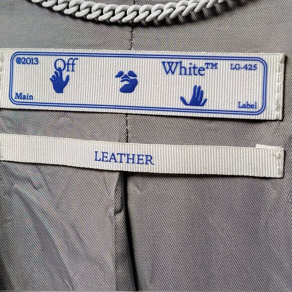 NWT Virgil Abloh 2013 OFF-WHITE Adam Gray Leather Single Breasted Blazer M - Picture 5 of 15